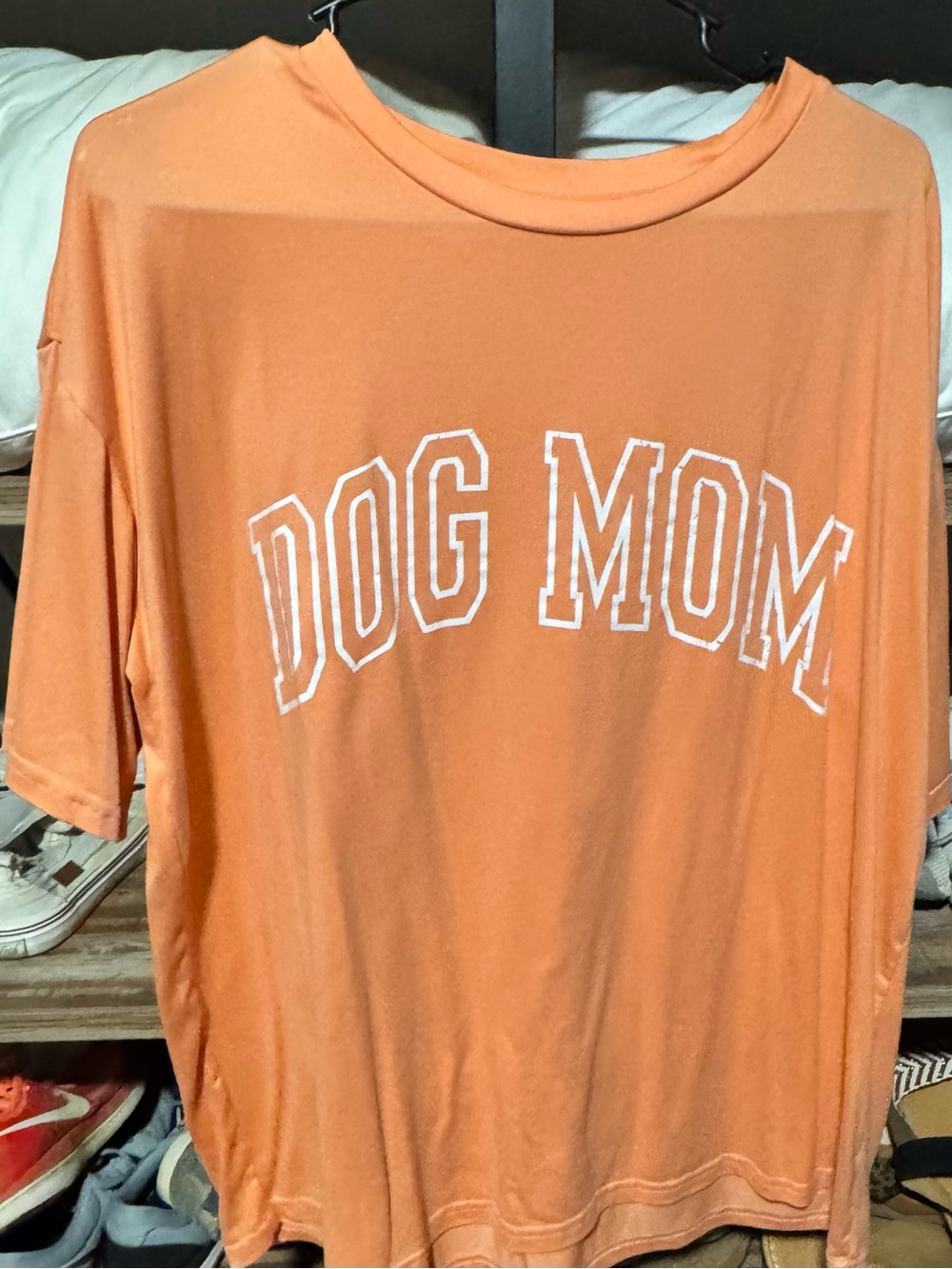 SHEIN Orange 'DOG MOM' Oversized Short Sleeve Graphic Tee